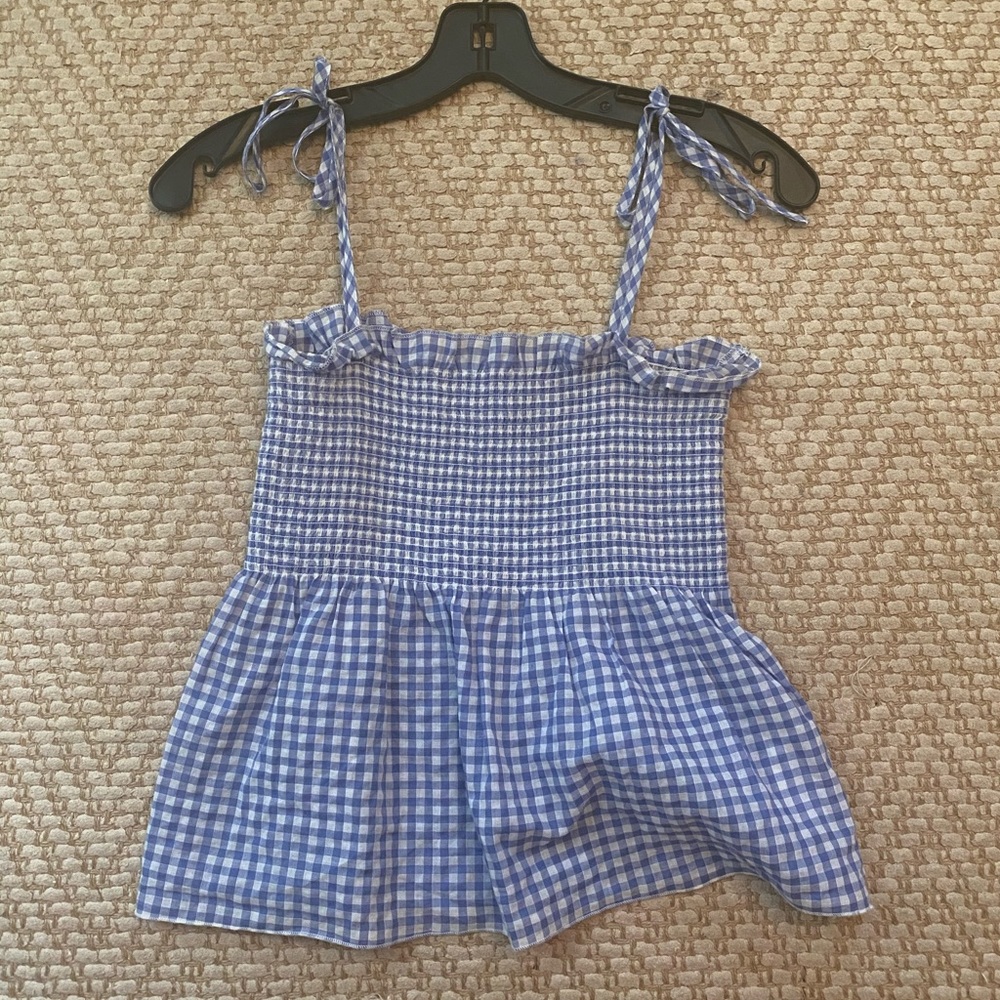 blue checkered h&m top